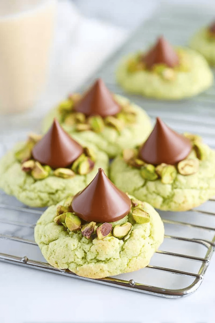 Pistachio Kiss Cookies with Pudding
