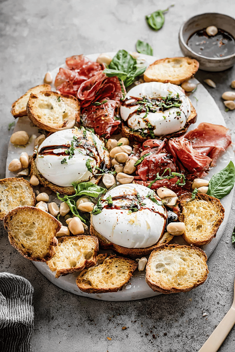 Quick Burrata Board with Pear & Prosciutto