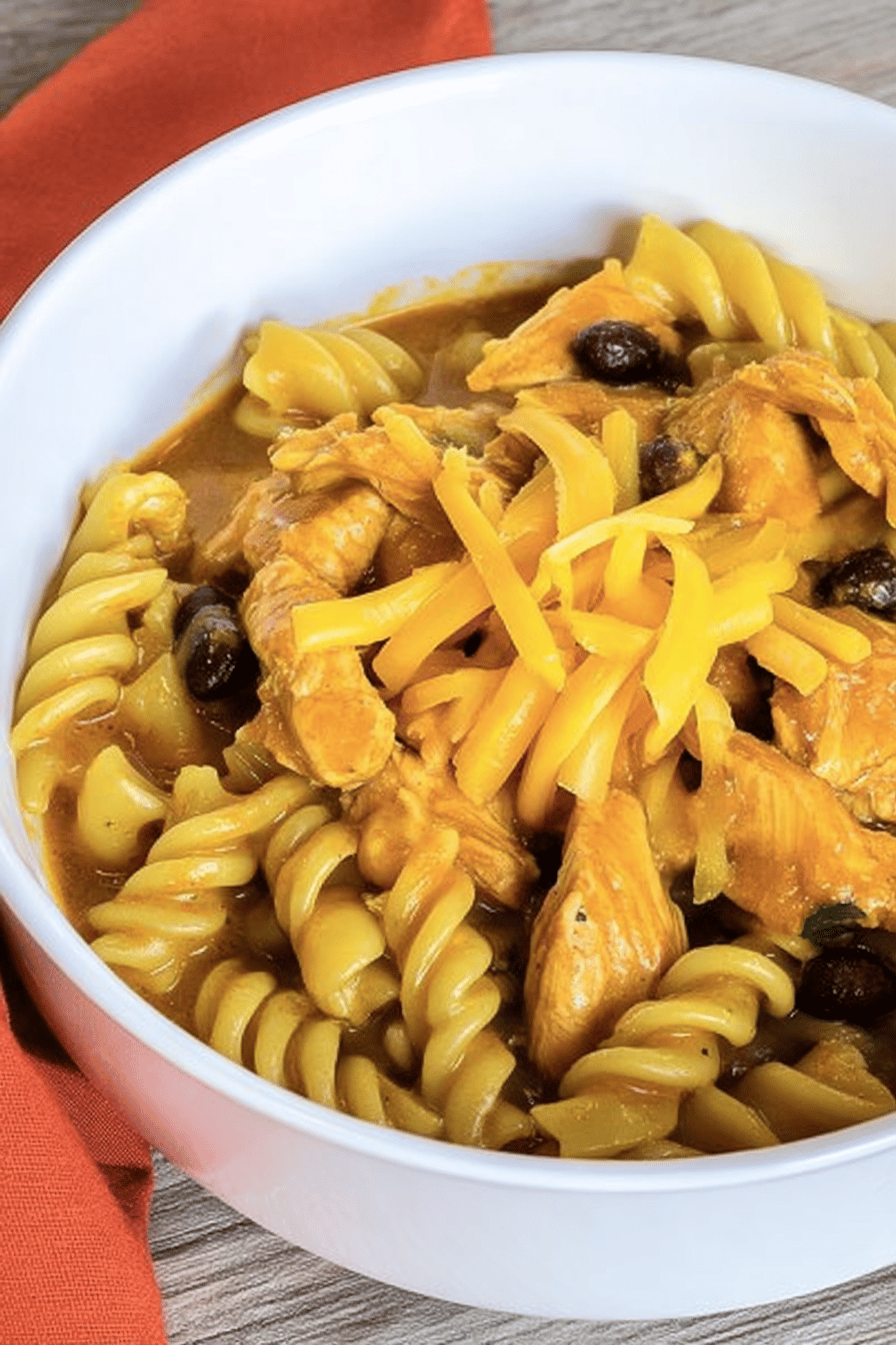 Quick Cheesy Instant Pot Chicken Enchilada Pasta