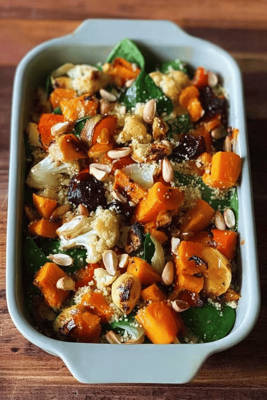 Roasted Veggie Spinach Couscous Salad