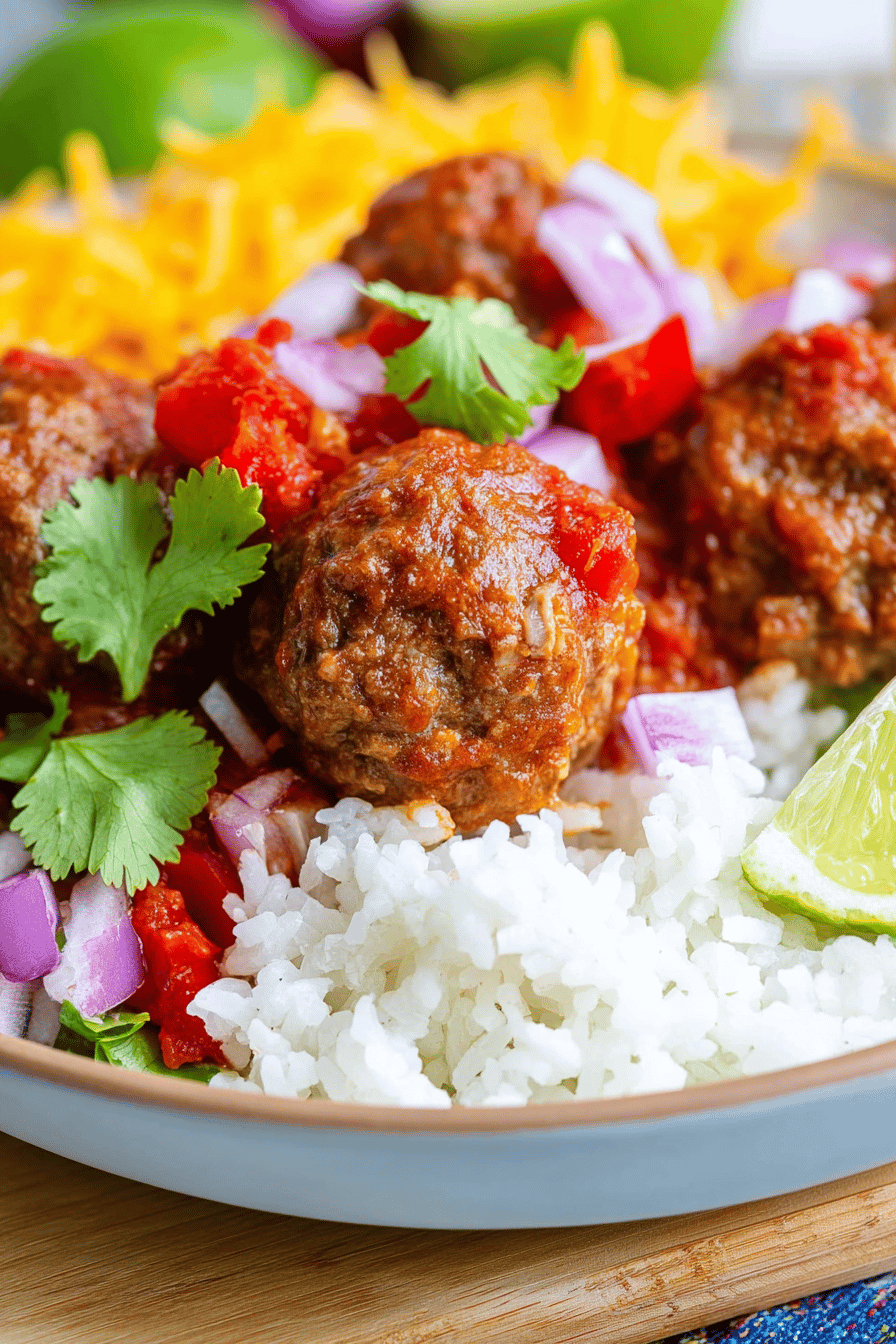 Slow-Cooked Mexican Meatballs in Enchilada Sauce
