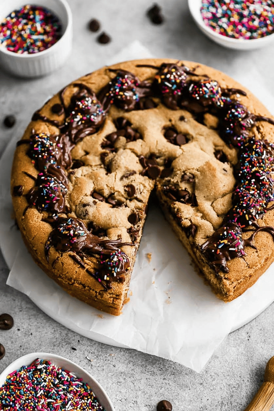 Soft Chewy Chocolate Chip Cookie Cake Recipe