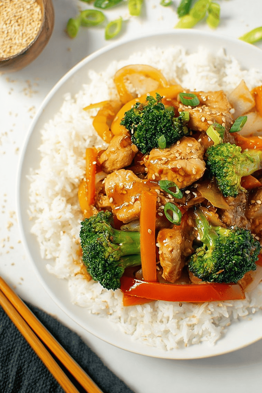 Sticky Pork Stir Fry with Crisp Veggies