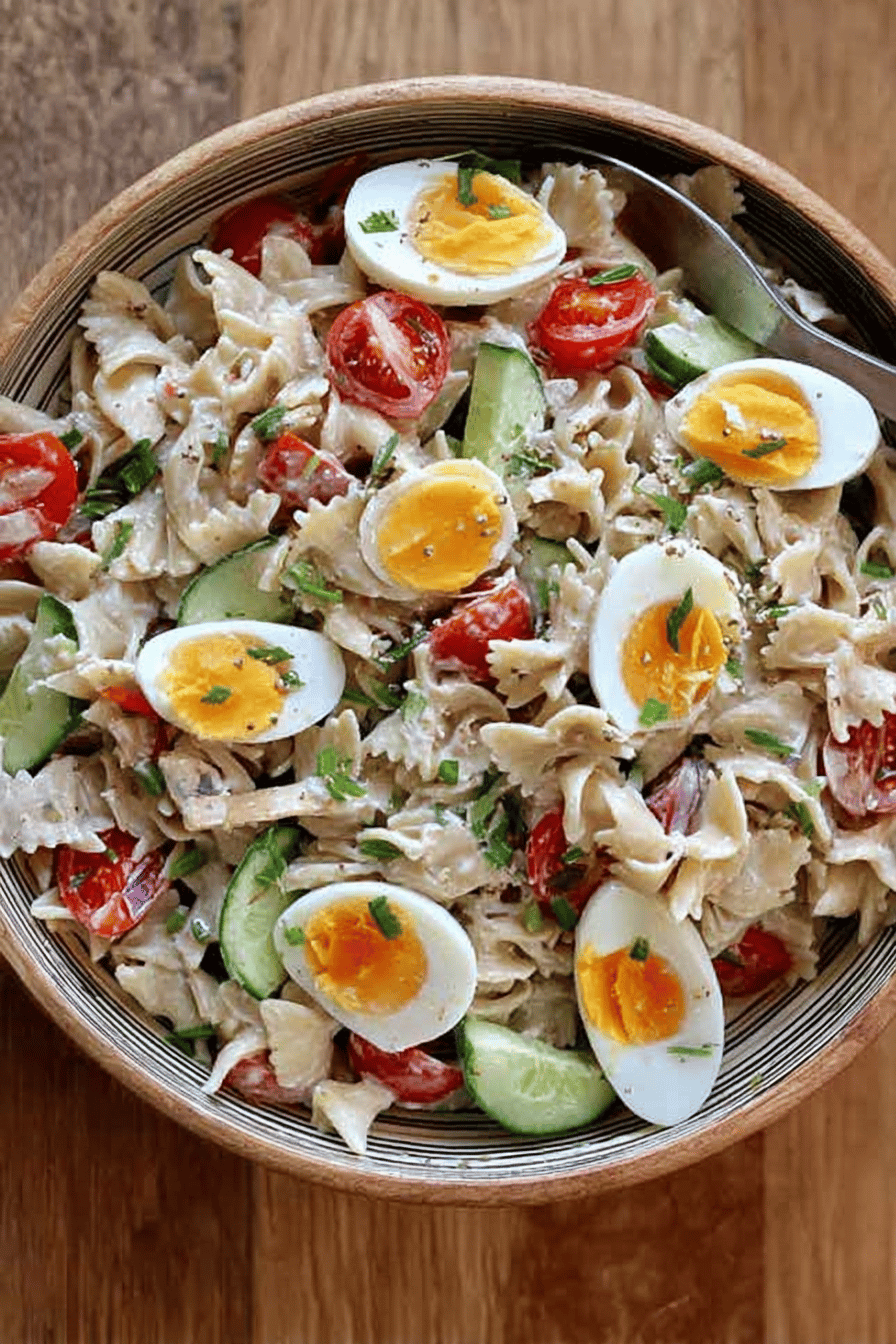 Summer Pasta Salad with Eggs and Tasty Dressing