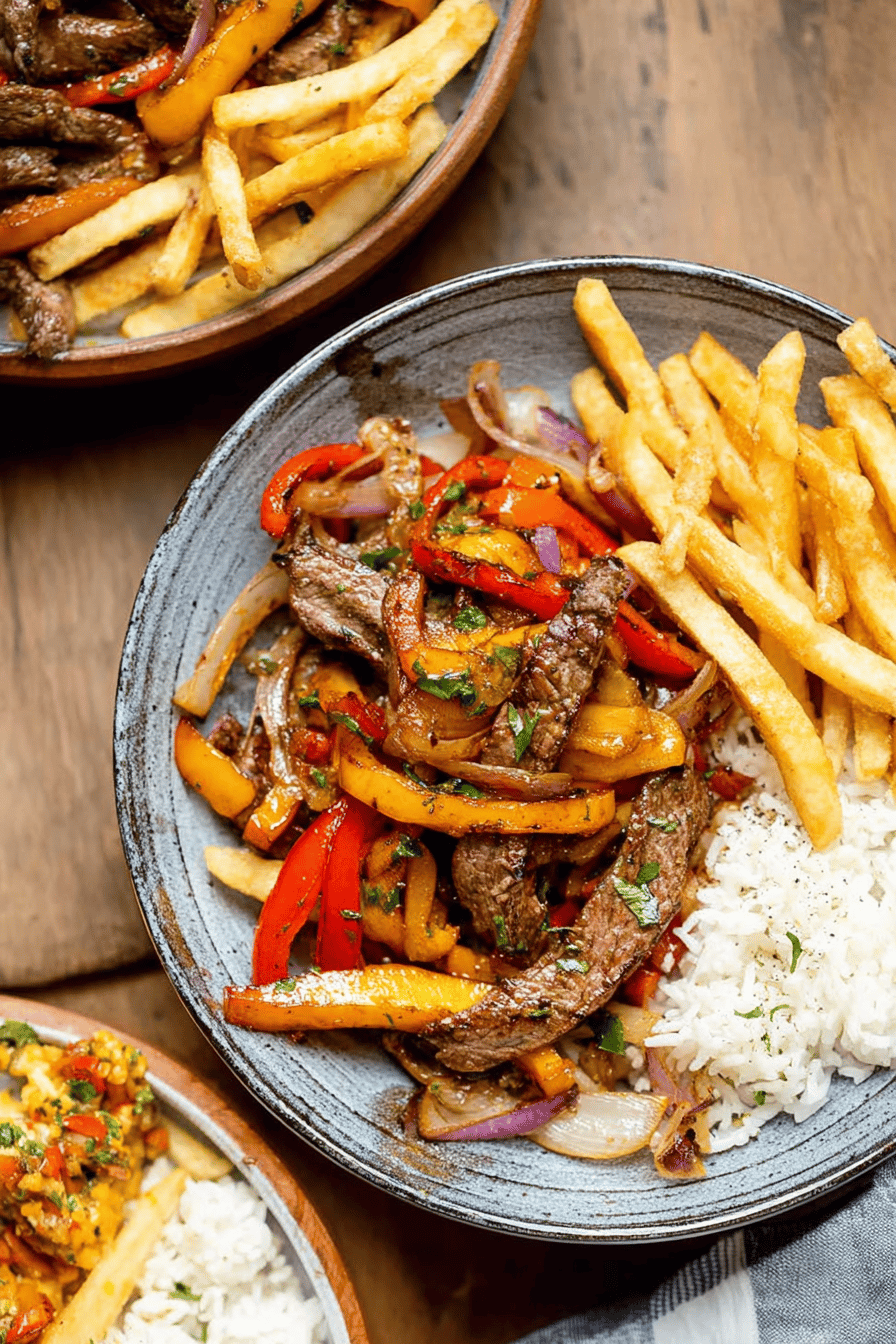 Tender Beef Lomo Saltado Stir-Fry with Rice