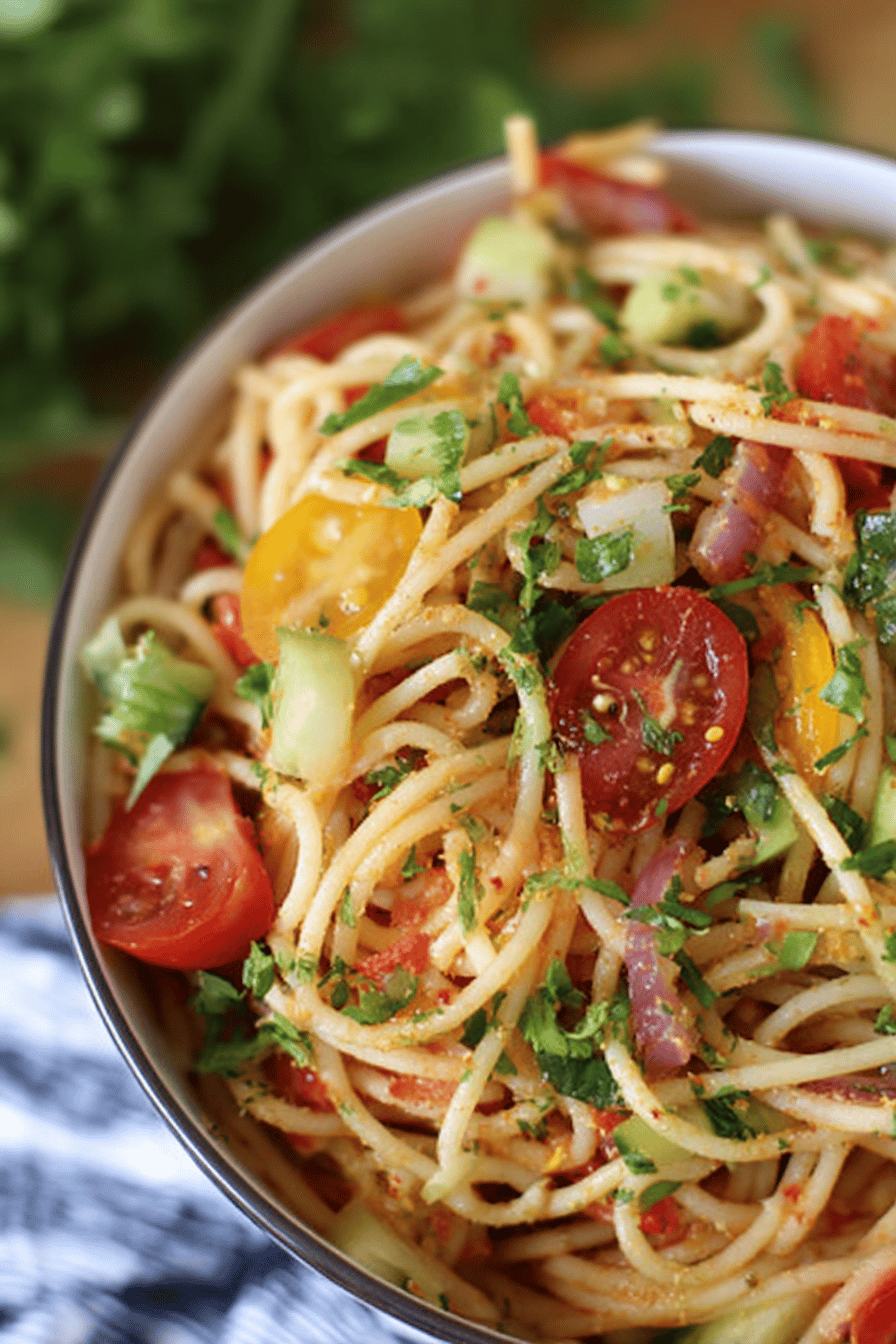 Zesty Italian Ranch Spaghetti Salad for Cookouts