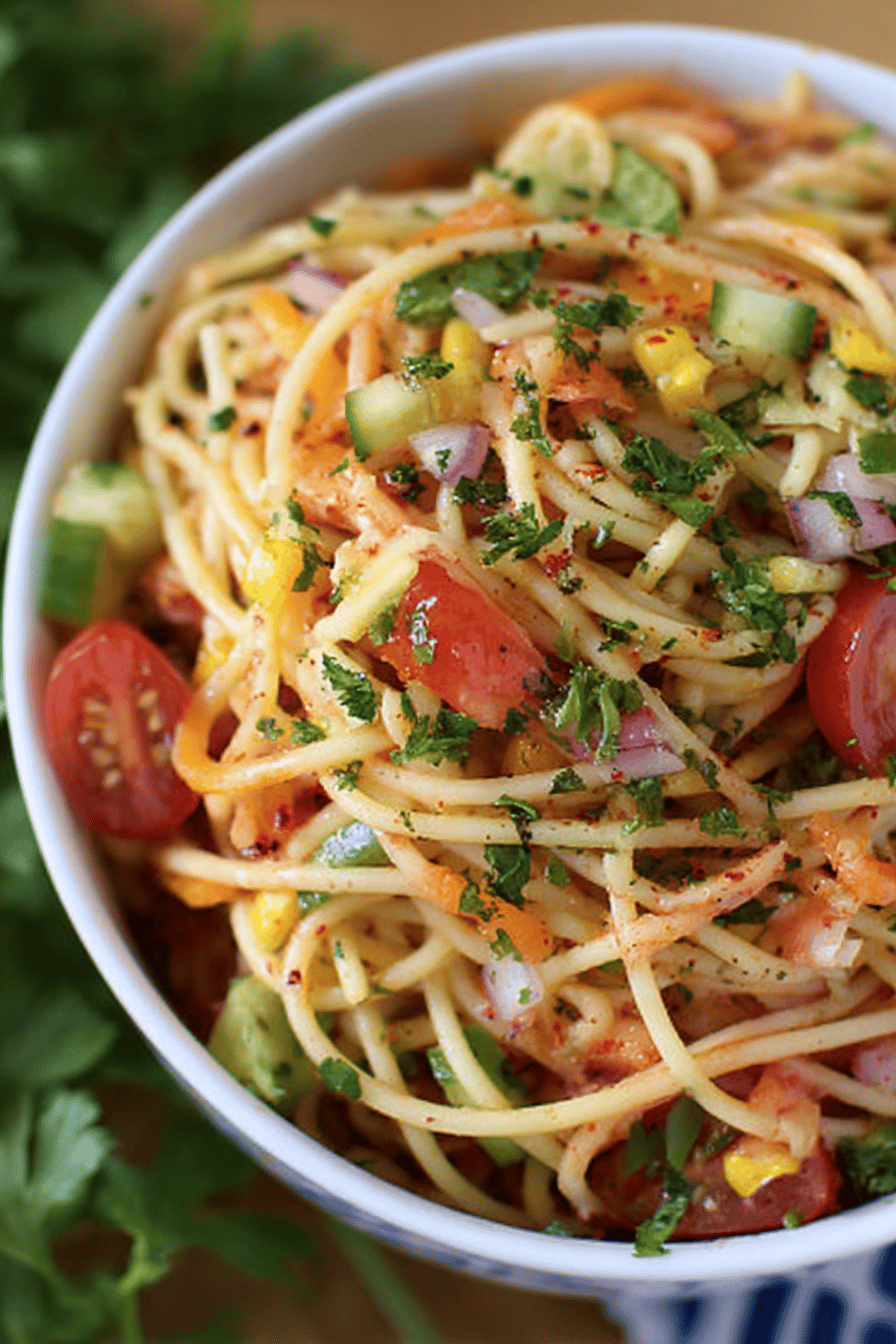 Zesty Italian Ranch Spaghetti Salad for Cookouts