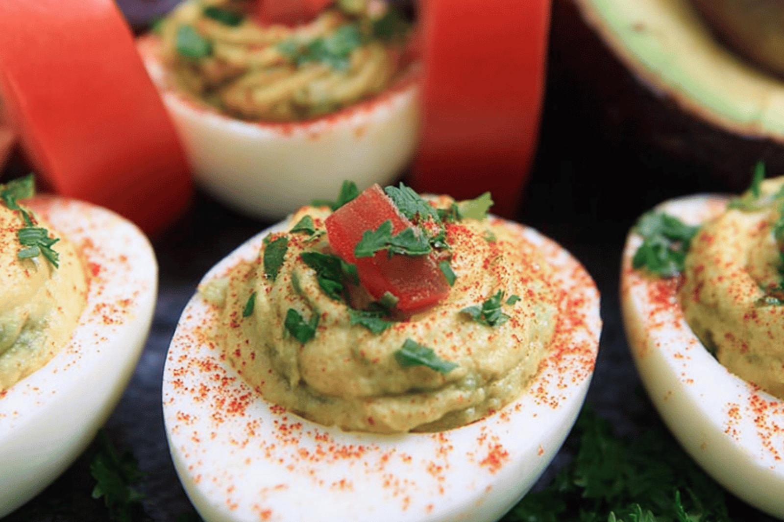 Avocado Guacamole Deviled Eggs