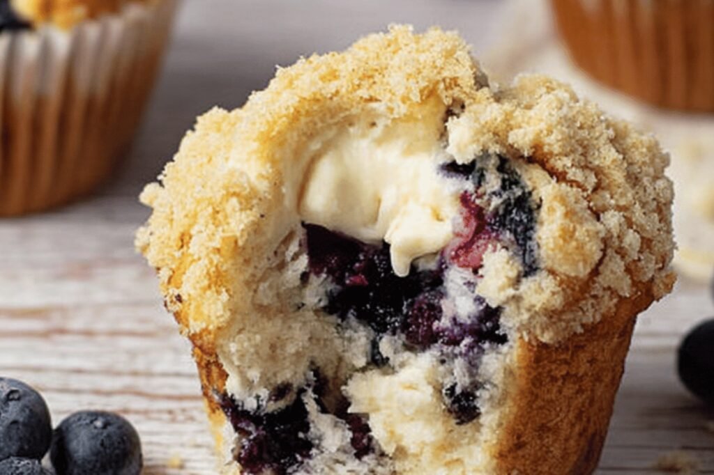 Blueberry Cream Cheese Streusel Muffins