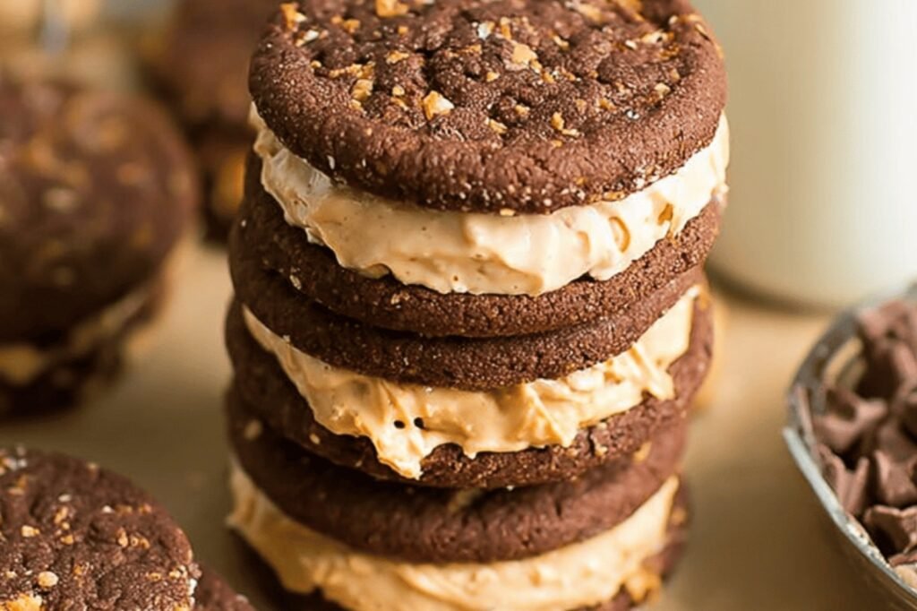 Chocolate Peanut Butter Cookie Sandwich Delight