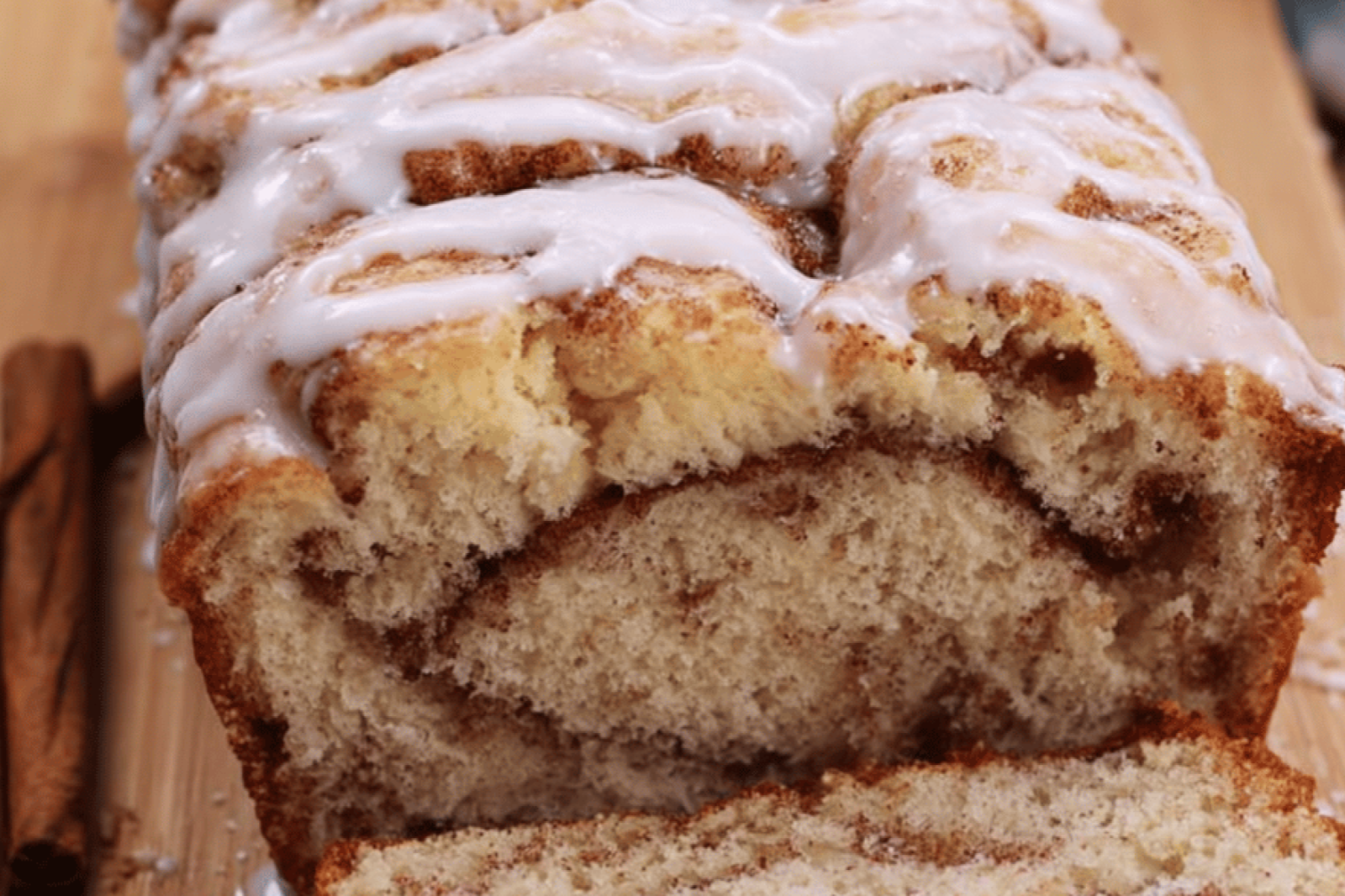 Cinnamon Swirl Cream Cheese Glazed Quick Bread