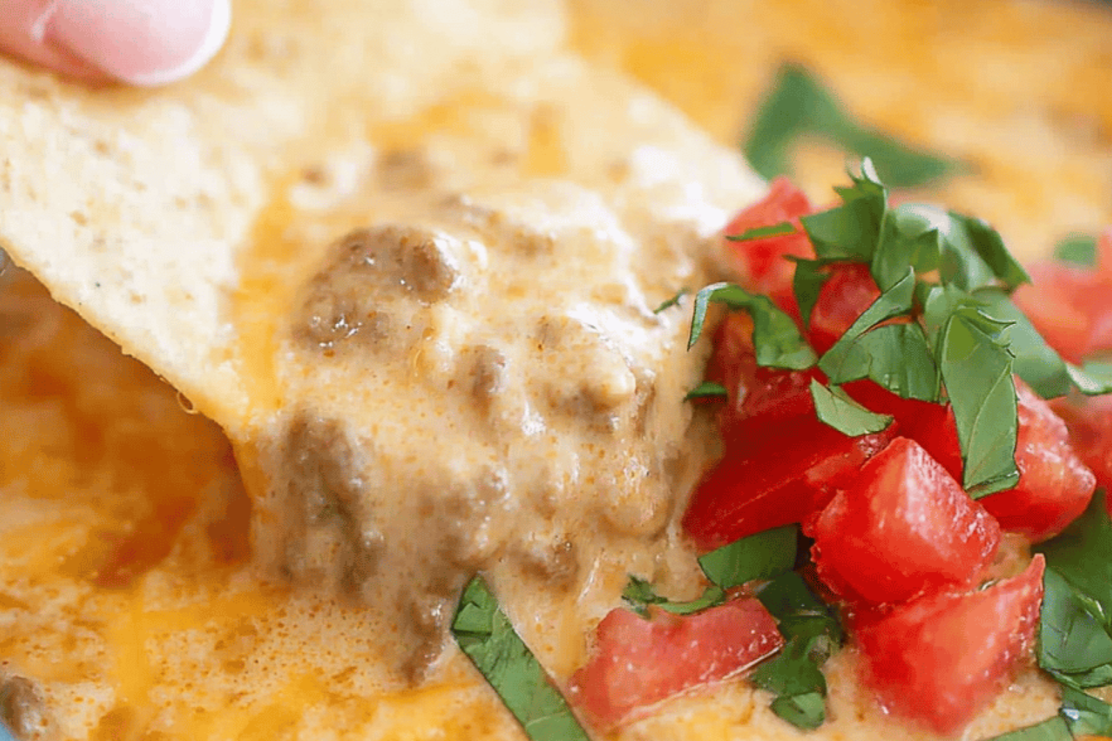 Creamy Cottage Cheese Queso with Beef and Chiles