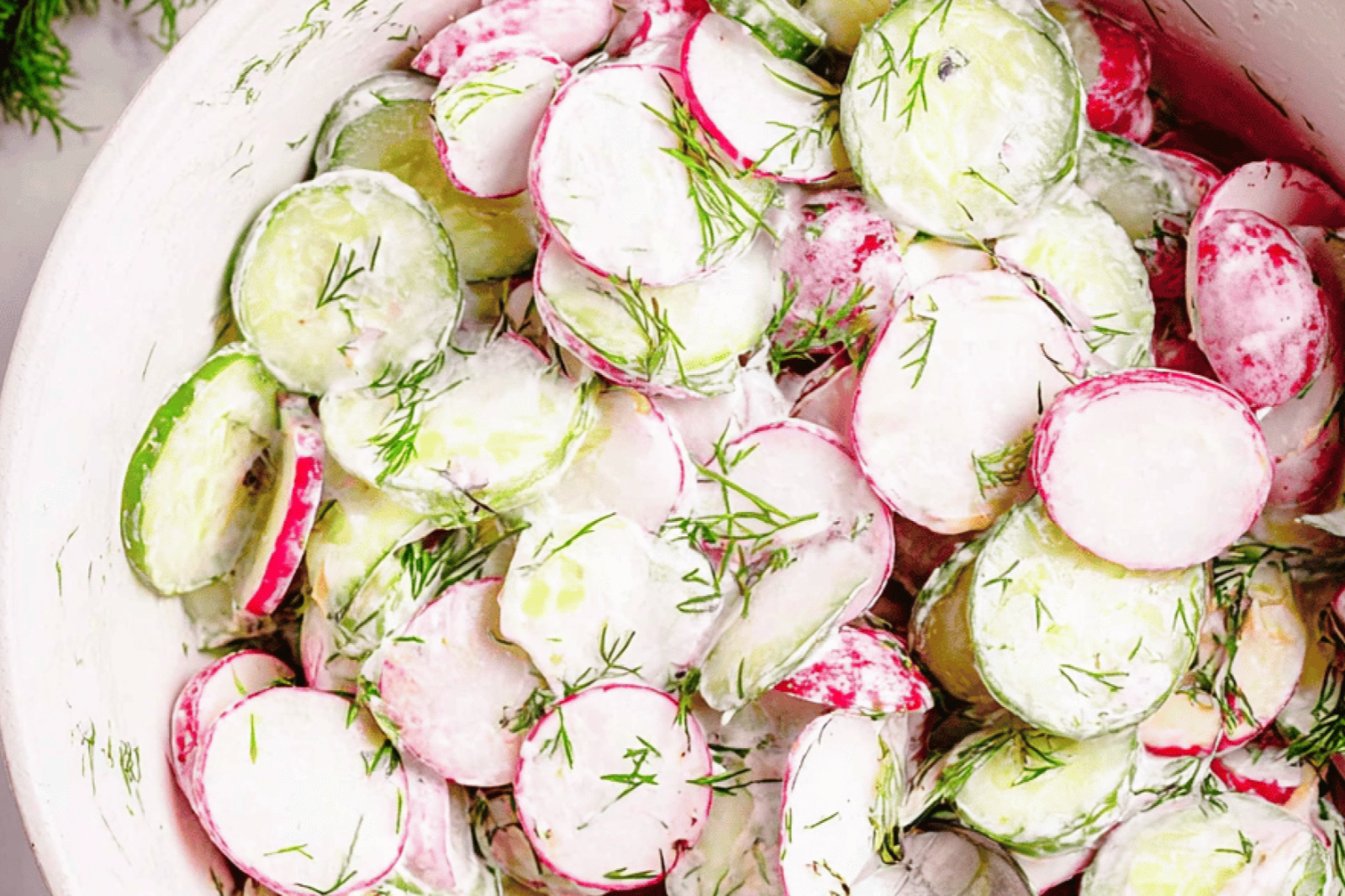 Creamy Cucumber Radish Salad with Dill and Garlic
