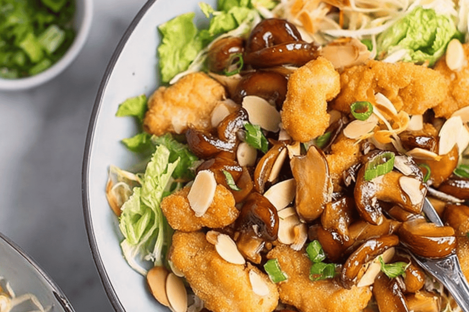 Crispy Almond Chicken with Mushroom Gravy