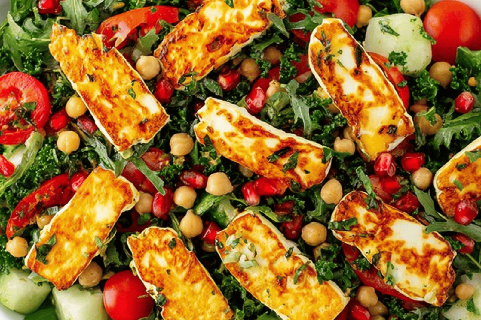 Crispy Fried Halloumi Salad with Tangy Vinaigrette
