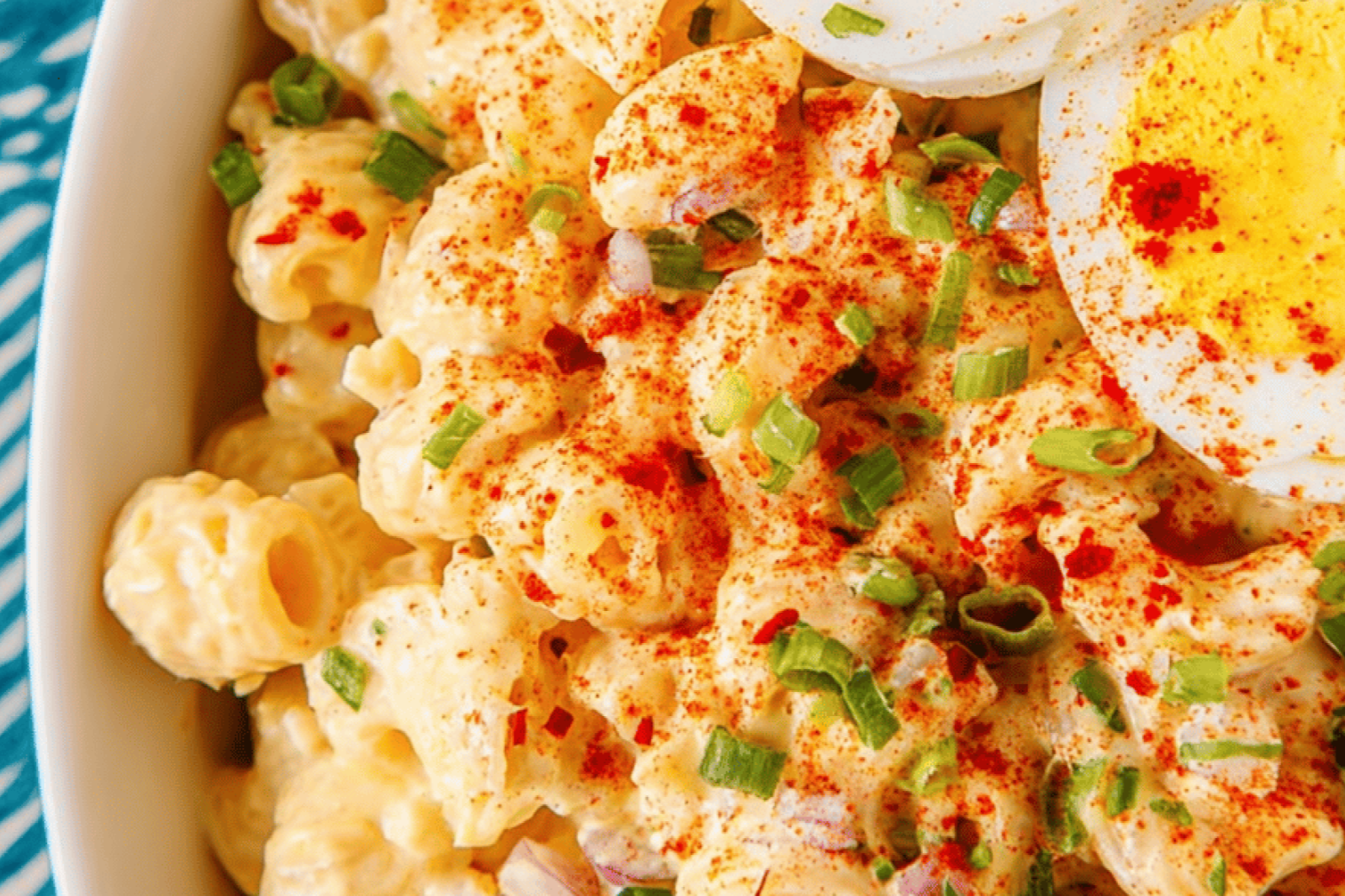 Deviled Egg Pasta Salad with Creamy Pickle Dressing