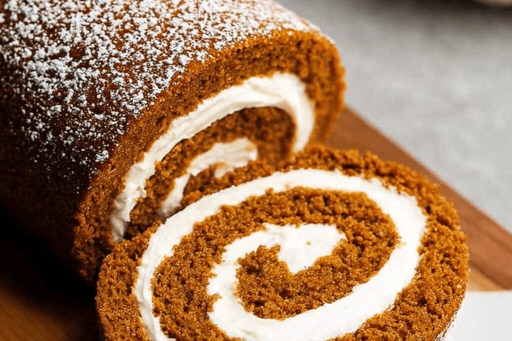 Easy Moist Pumpkin Roll with Cream Cheese Frosting