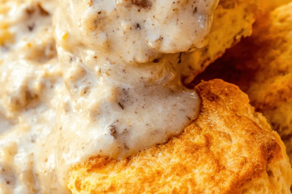 Fluffy Buttermilk Biscuits with Creamy Gravy