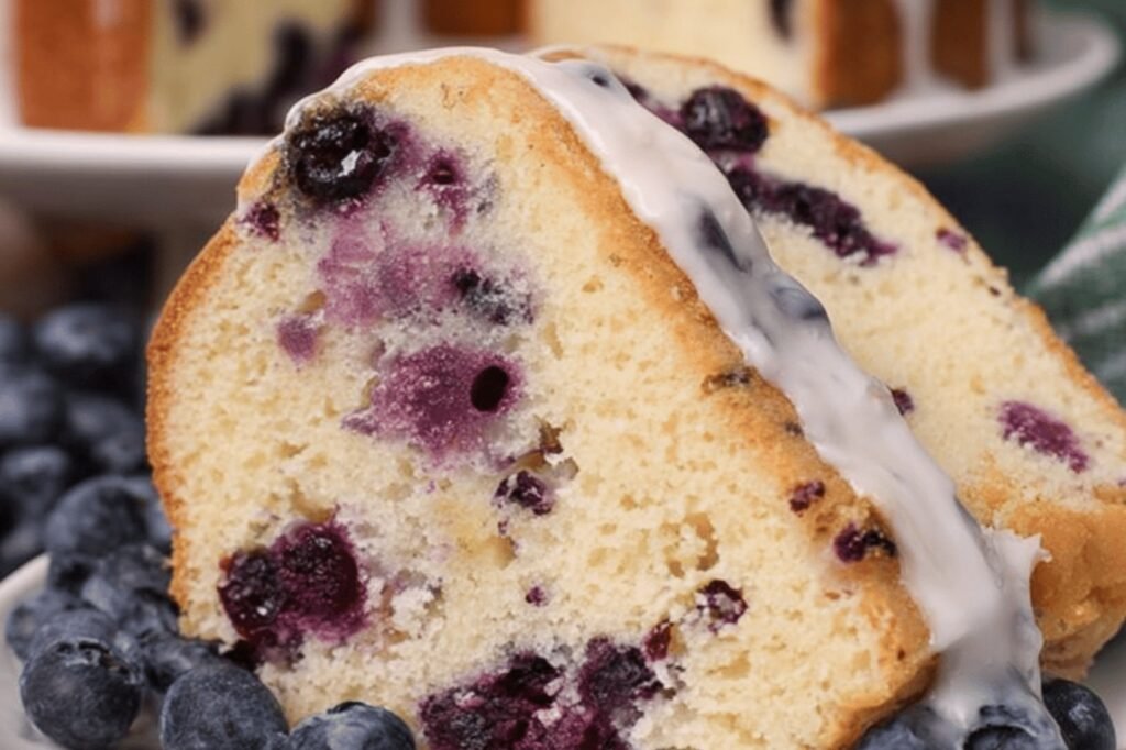 Fresh Blueberry Vanilla Glazed Pound Cake