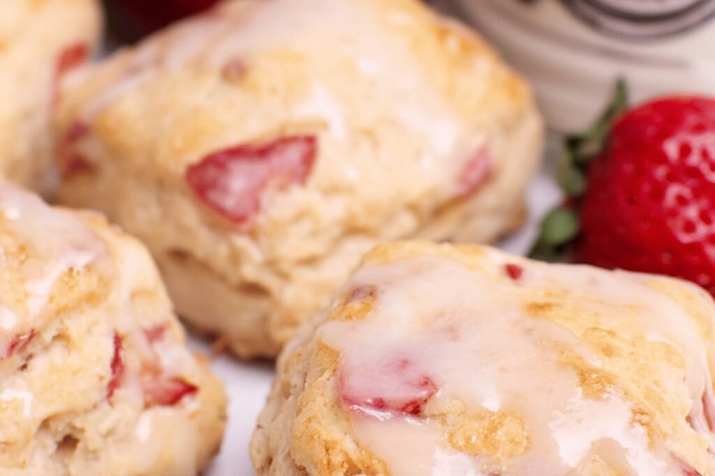Fresh Strawberry Biscuits with Vanilla Glaze
