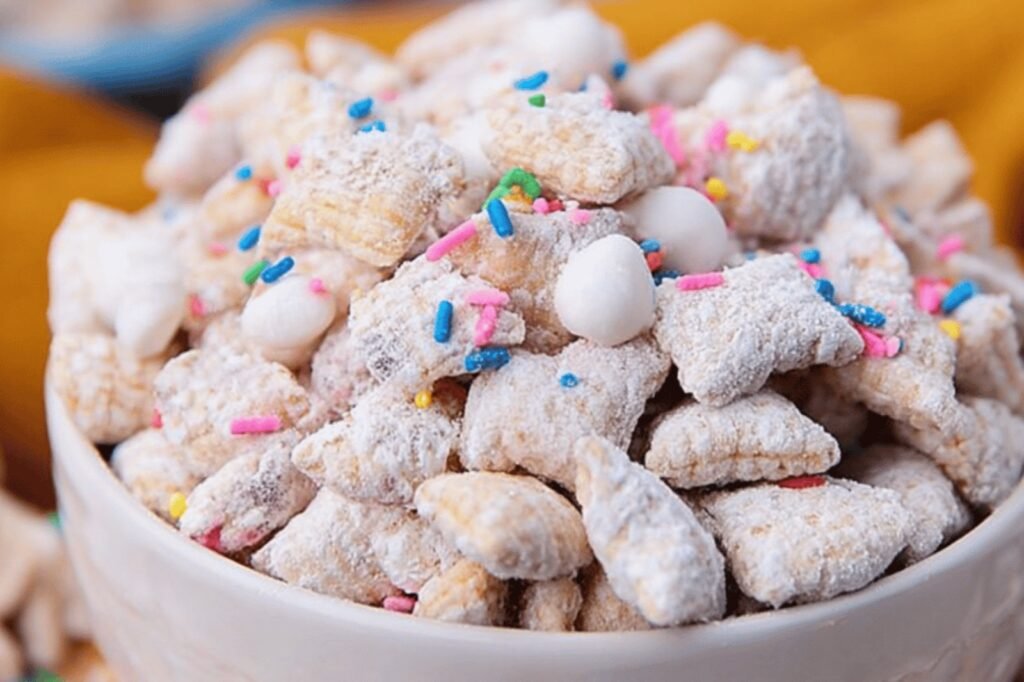 Funfetti Birthday Cake Puppy Chow Crunch