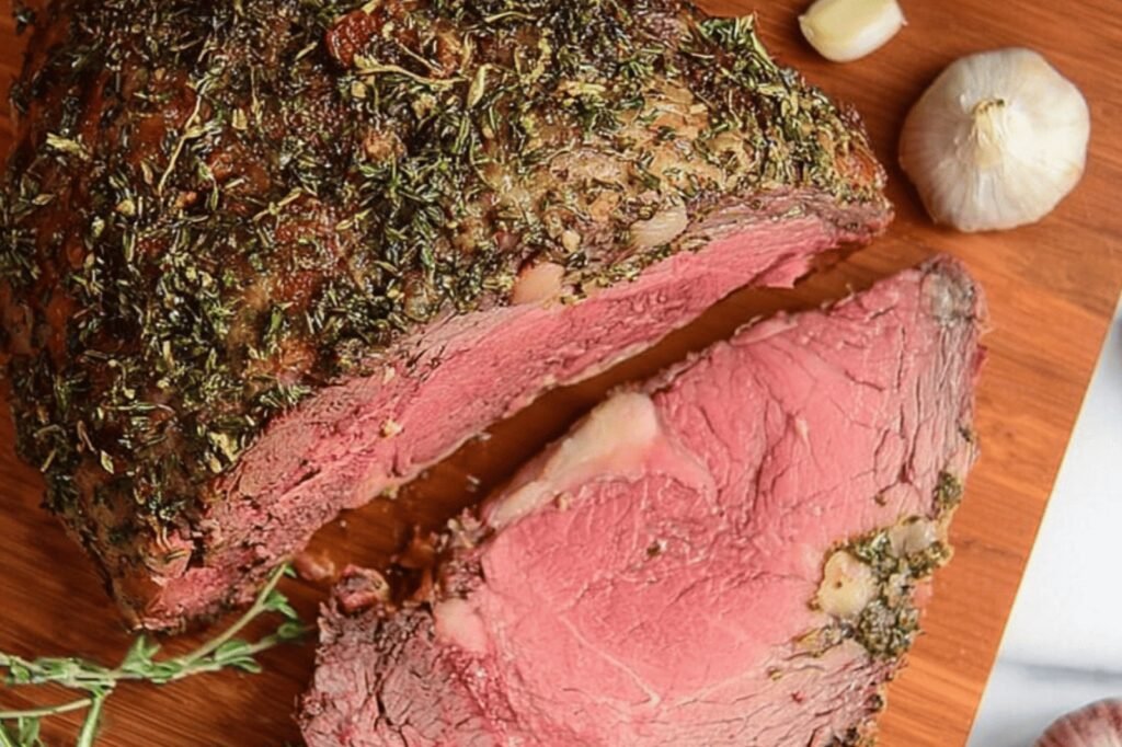 Garlic Herb Crusted Prime Rib with Horseradish Sauce