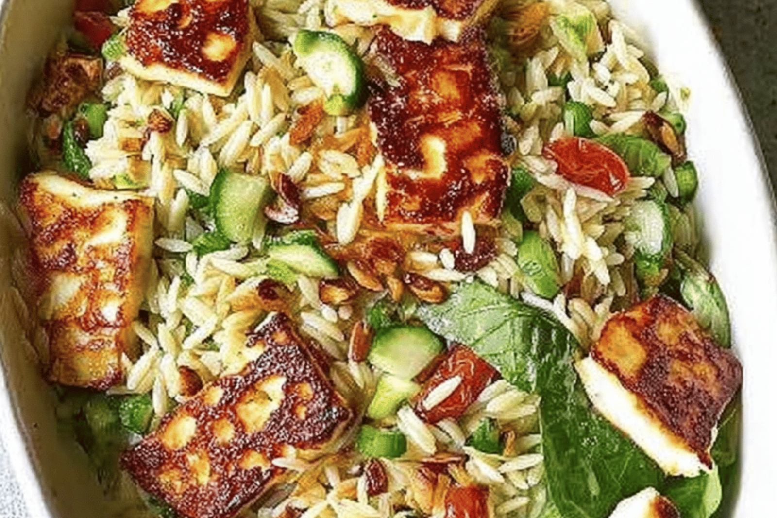 Grilled Haloumi and Orzo BBQ Salad