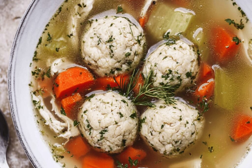 Homemade Matzo Ball Soup Recipe with Chicken Broth