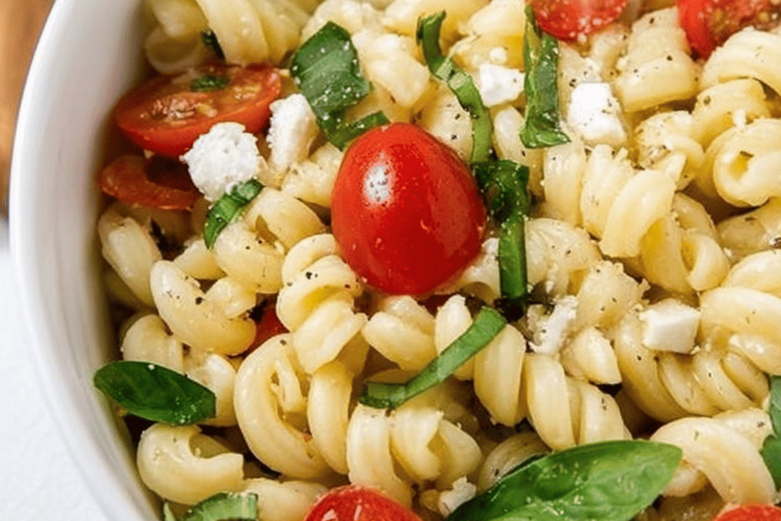 Lemon Basil Pasta Salad with Feta & Tomatoes