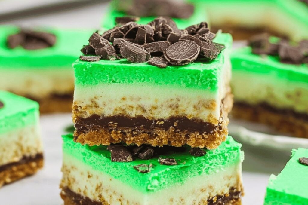 Minty Grasshopper Cheesecake Bars for St Patrick’s Day