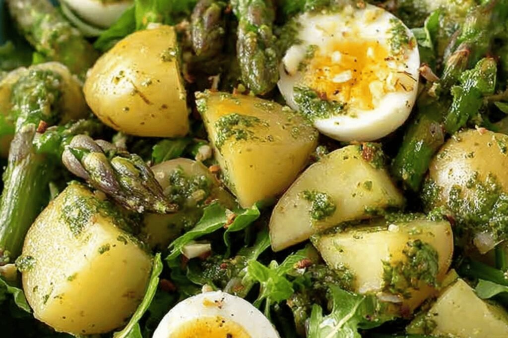 Pesto Potato Asparagus Salad with Pine Nuts