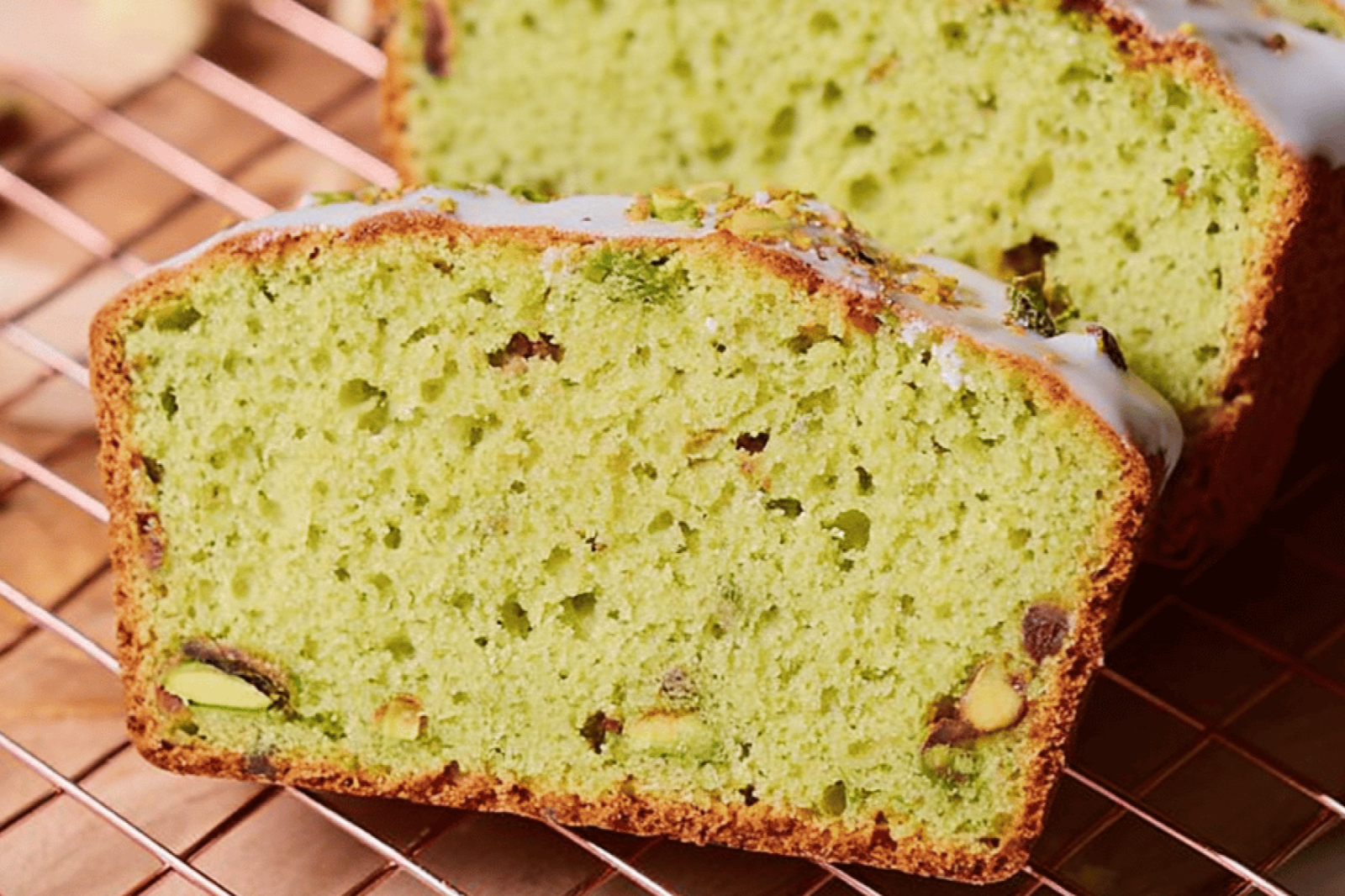 Pistachio Pound Quick Bread with Glaze