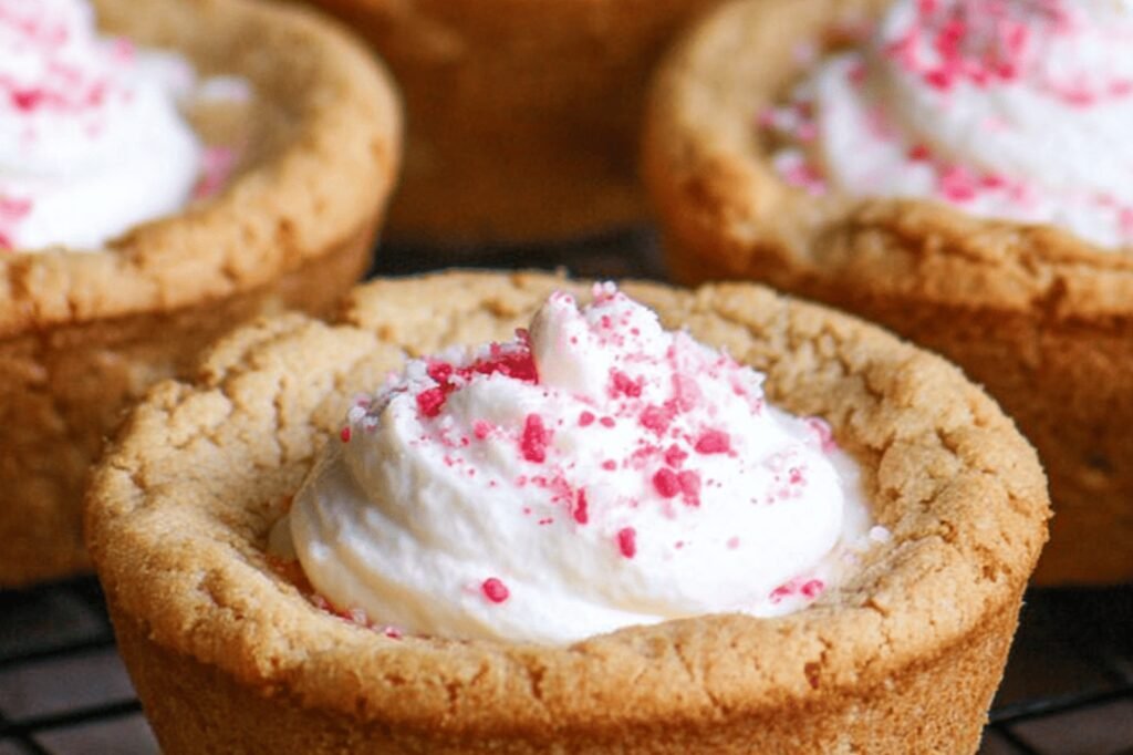 Raspberry Cheesecake Cookie Cups for Valentine’s Day