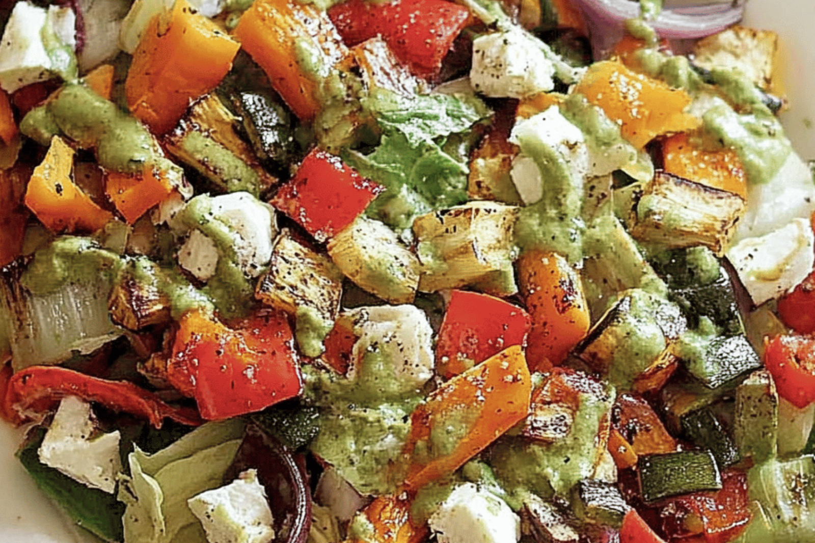 Roasted Kumara Pumpkin Spinach Salad with Pesto