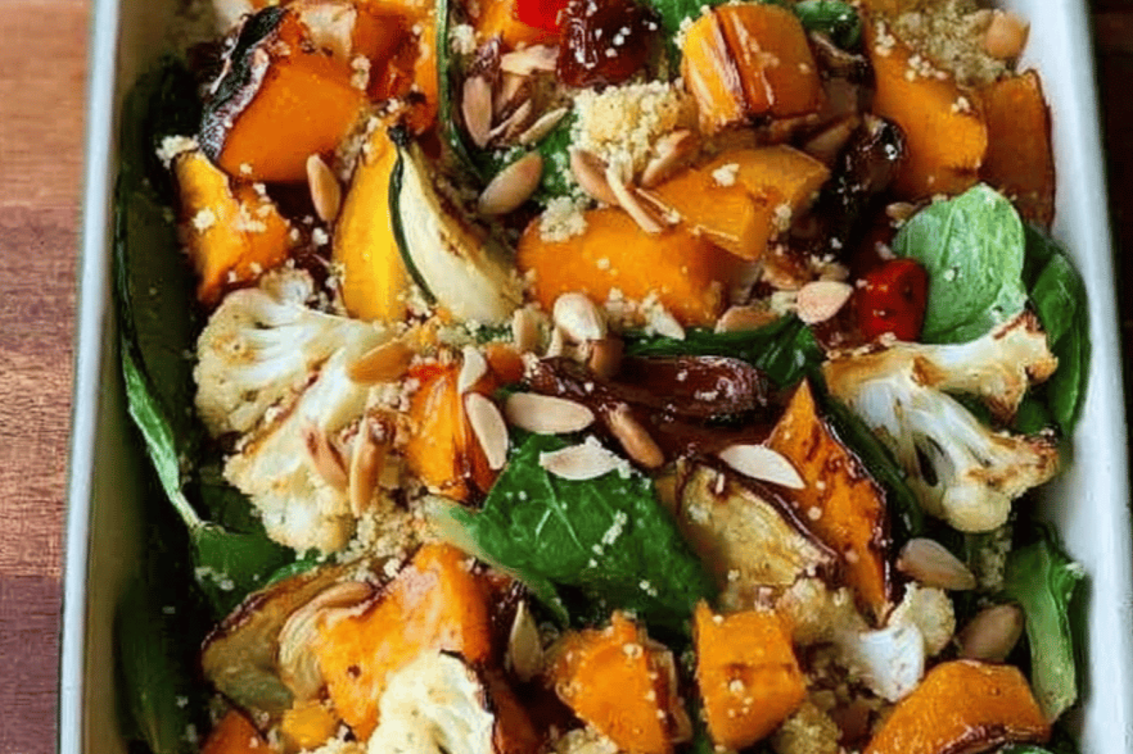 Roasted Veggie Spinach Couscous Salad