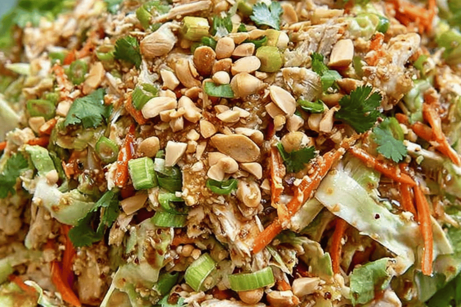 Spicy Bang Bang Chicken Salad with Asian Dressing