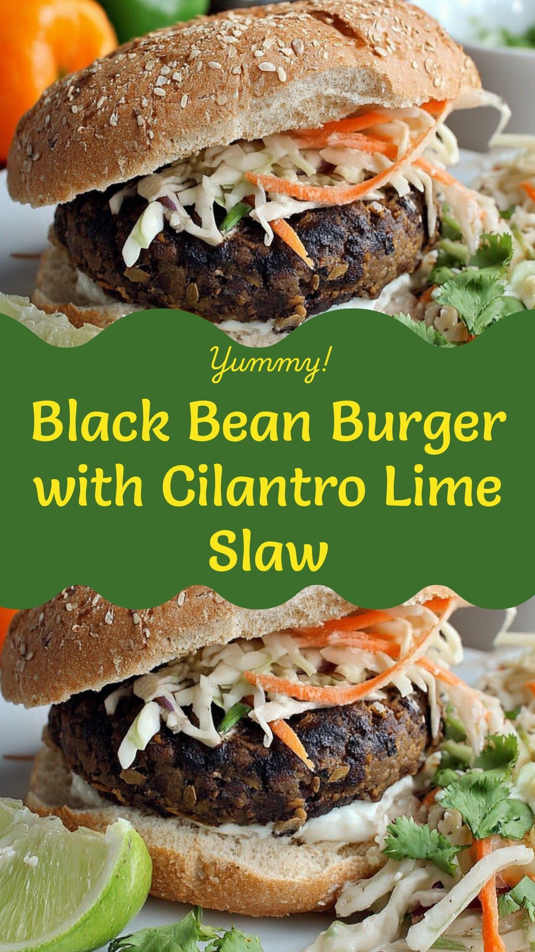 Black Bean Burger with Cilantro Lime Slaw