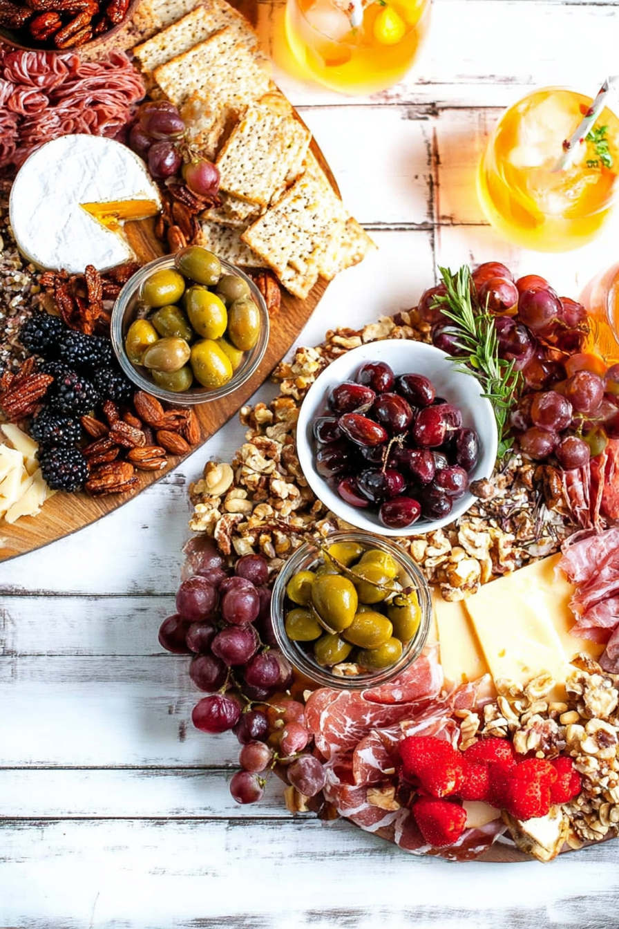 Charcuterie Board With Orange 75 Cocktails