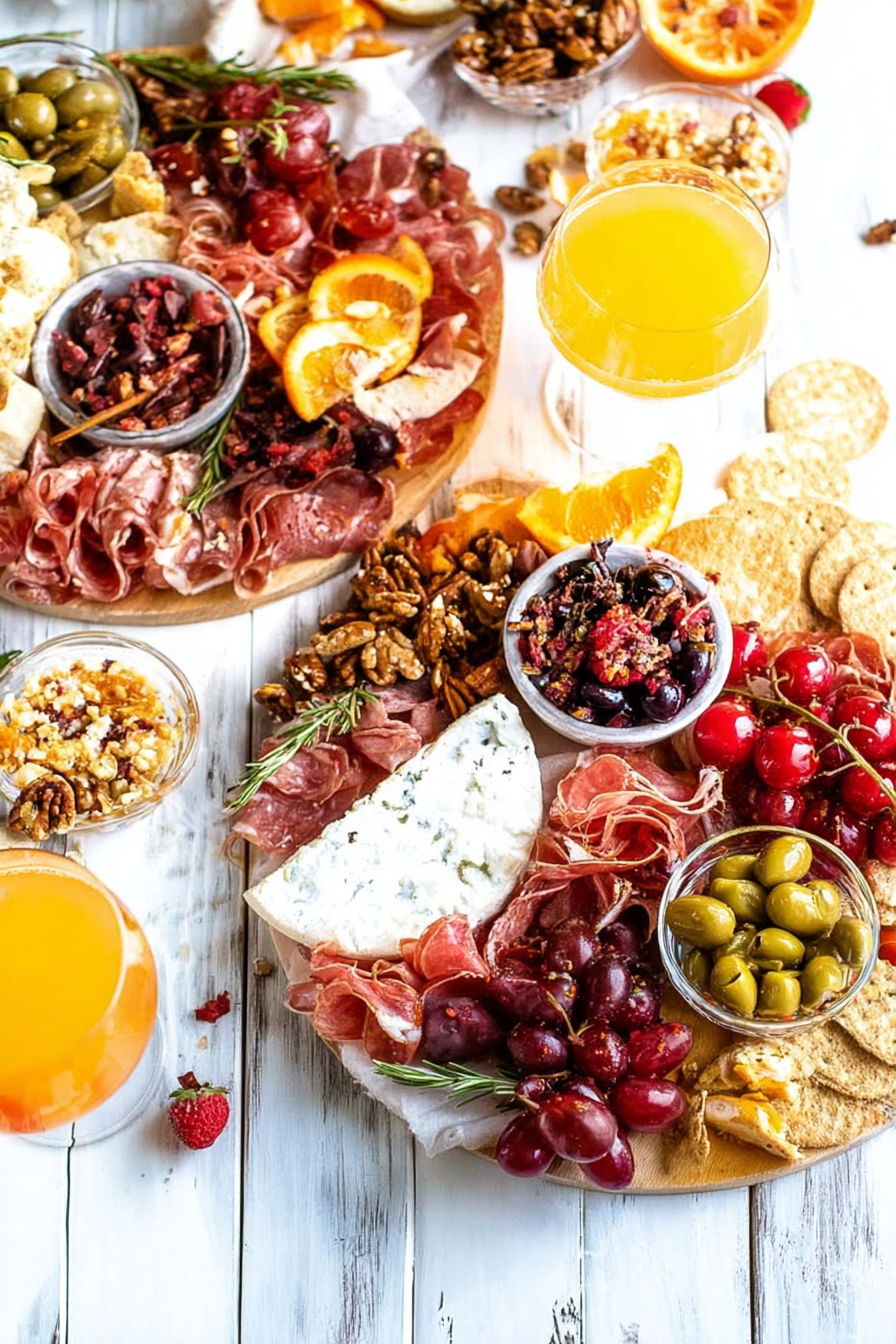 Charcuterie Board With Orange 75 Cocktails
