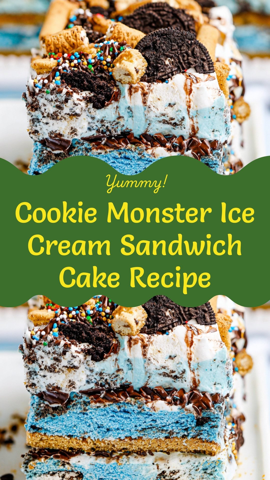 Cookie Monster Ice Cream Sandwich Cake Recipe