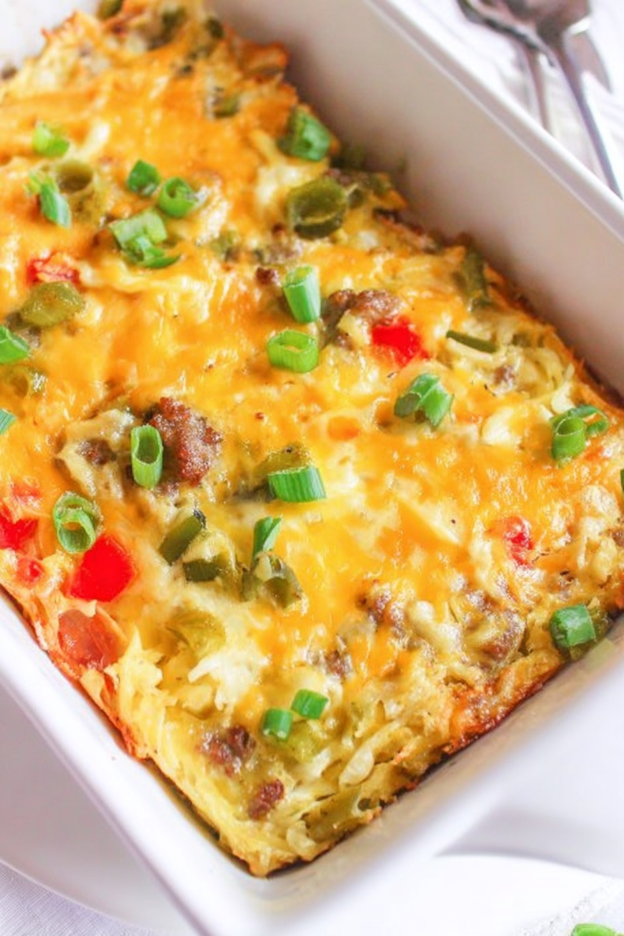 Hashbrown Sausage Breakfast Casserole WonkyWonderful
