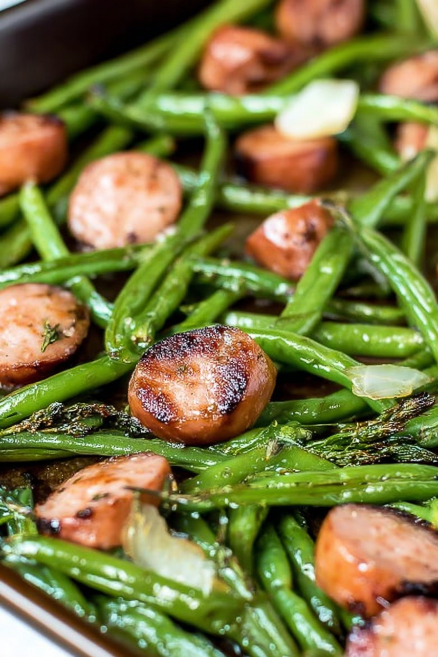 Sheet Pan Sausage and Green Bean Dinner