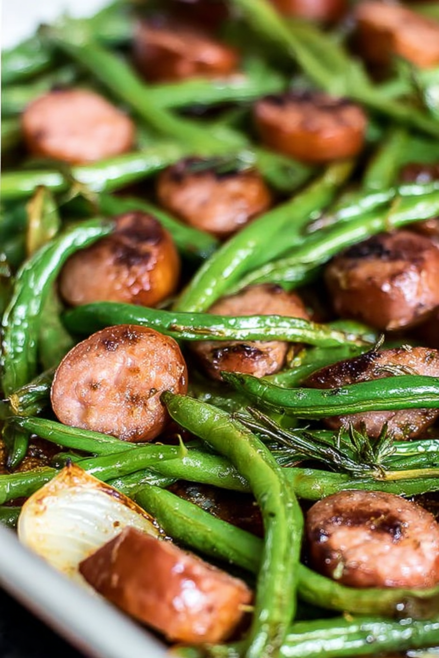Sheet Pan Sausage and Green Bean Dinner
