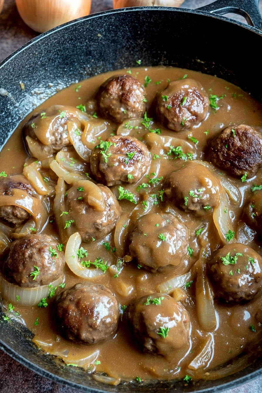 WonkyWonderful Meatballs Onion Gravy Recipe