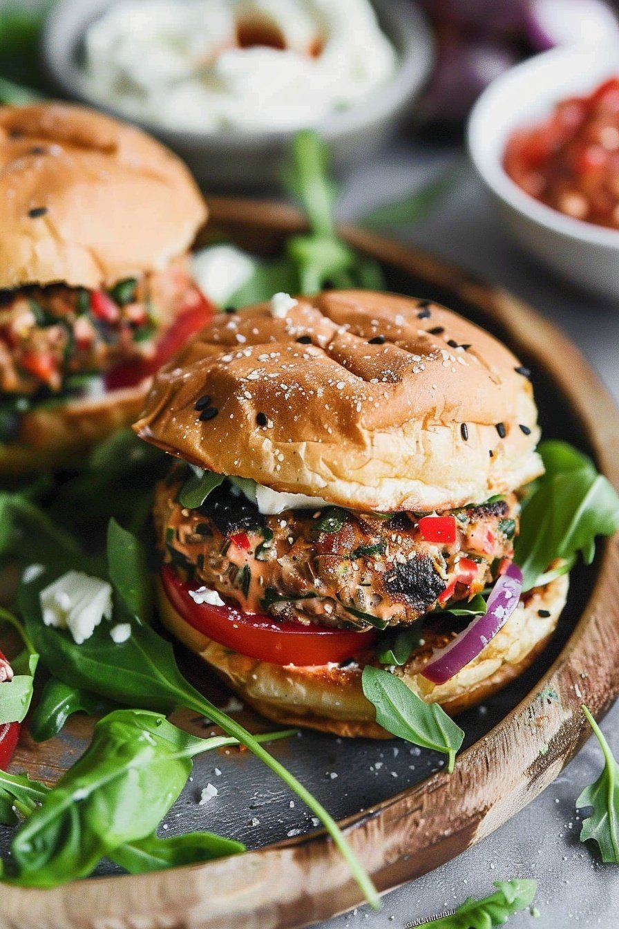 Greek Burgers with Feta Aioli Recipe