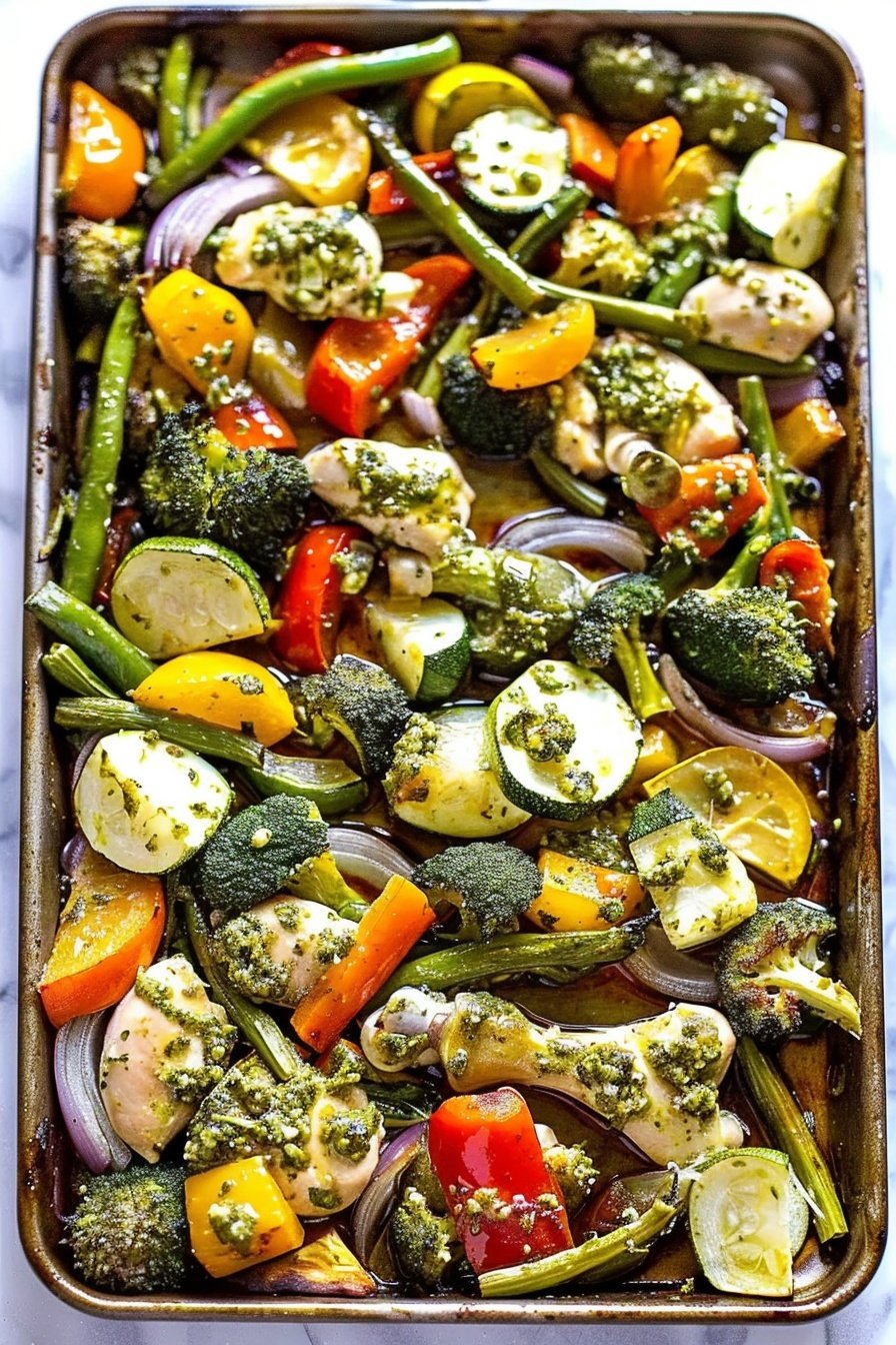 One Pan Pesto Chicken and Veggies
