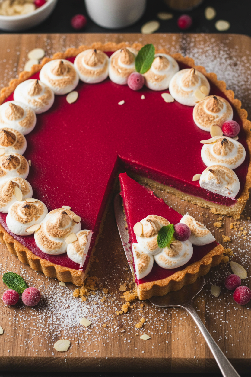 Almond Crusted Cranberry Curd Tart