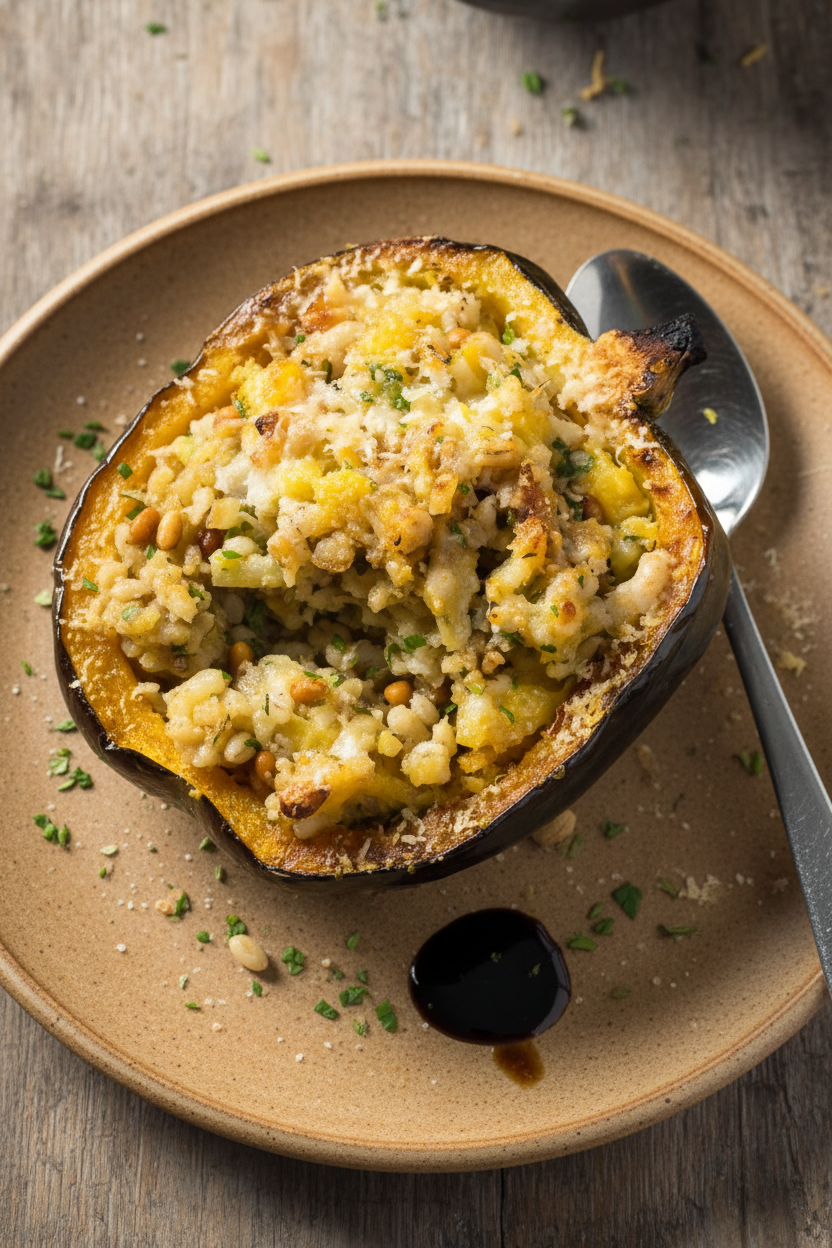 Autumn Barley Stuffed Acorn Squash