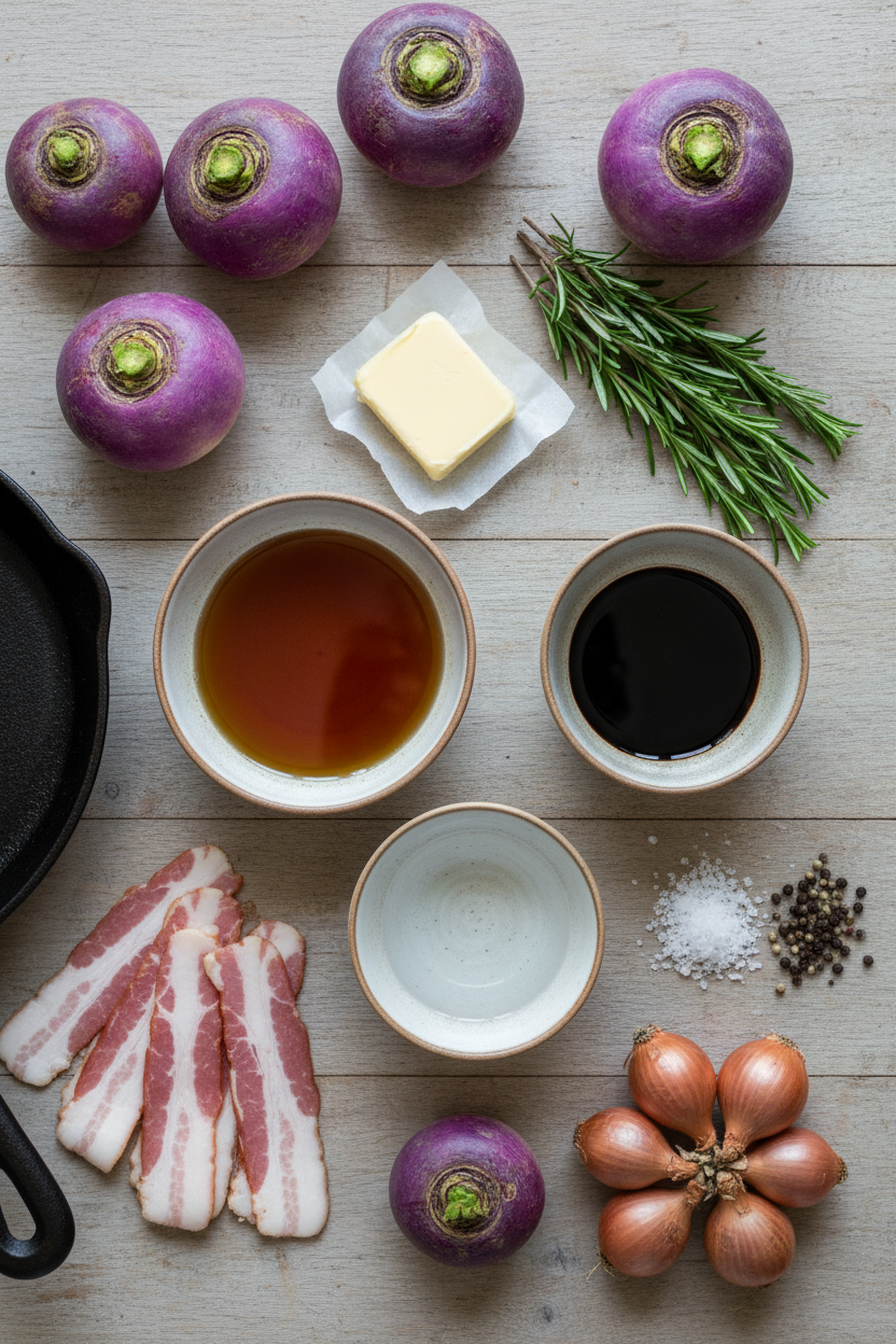 Bacon Balsamic Glazed Roasted Turnips