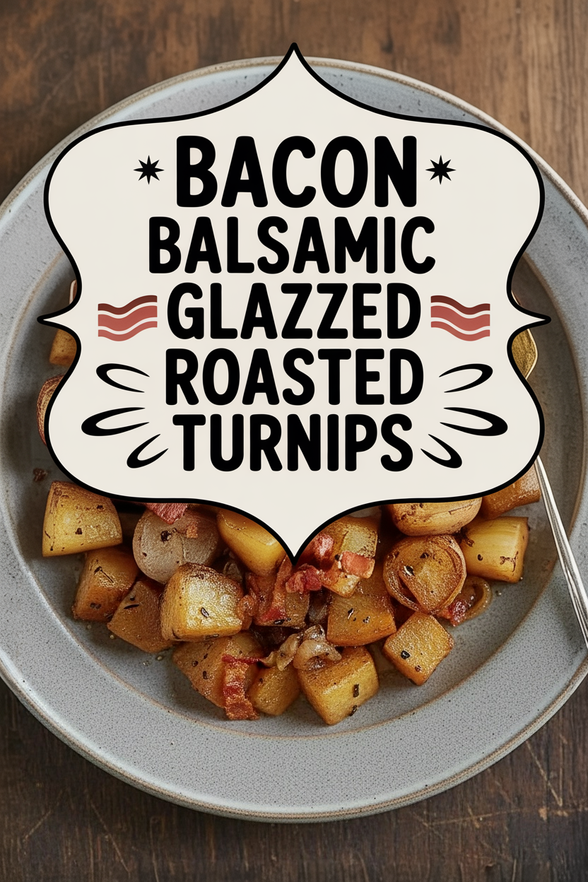 Bacon Balsamic Glazed Roasted Turnips